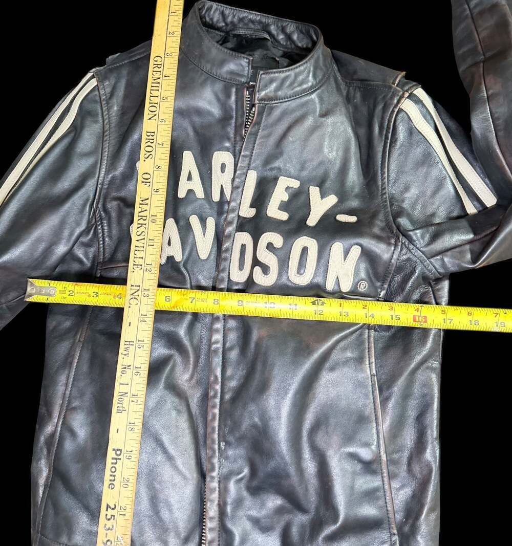 Harley-Davidson Women's Genuine Motor-clothes Leather Jacket w Racing Stripes - Picture 8 of 8